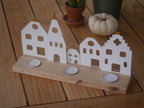 Lichterdorf, Lichterstadt, Lichthäuser, Fensterdeko, Kerzenhalter, Teelichthalter, Lichtleiste