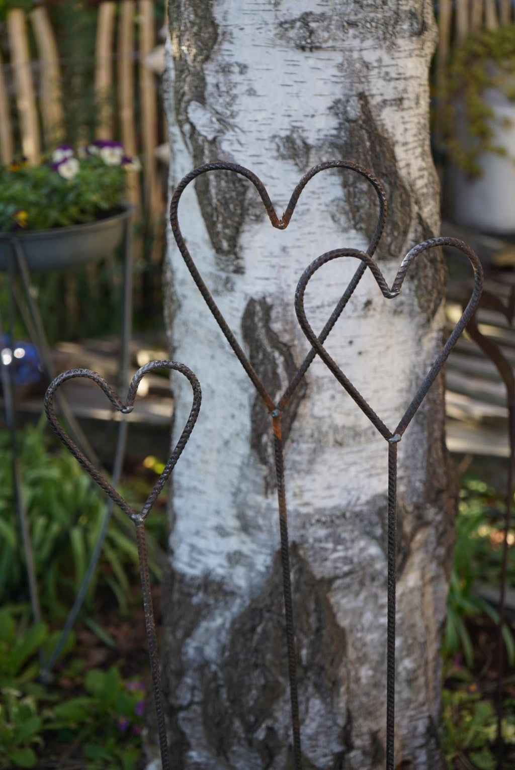 Baustahl Herz, Deko Herz, Gartenstecker Herz, Gartendeko, Stab für den Garten, 100027