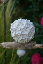 gemusterte Deko Kugel, Beton Kugel, Gartendeko, Kugel für den Garten MIT Holzstück und kleiner Kugel, Gartenstecker, shabby, hygge