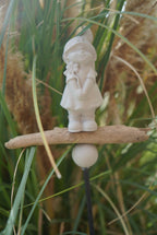 Deko Figur, Gartendeko, Gartenstecker mit Betonfigur, Baustahl, Blumenmädchen