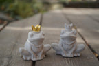Deko Frosch, Beton Froschkönig, Gartendeko, Gartenstecker mit Betonfigur, Baustahl