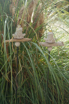 Deko Frosch, Beton Froschkönig, Gartendeko, Gartenstecker mit Betonfigur, Baustahl