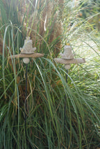 Deko Frosch, Beton Froschkönig, Gartendeko, Gartenstecker mit Betonfigur, Baustahl