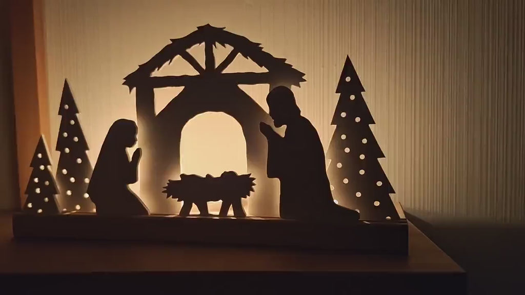 Krippe, heilige Familie, Weihnachtskrippe, Weihnachtsdekoration, Weihnachtsgeschenk, Lichterdorf, Lichthaus, Lichthäuser,Geschenk